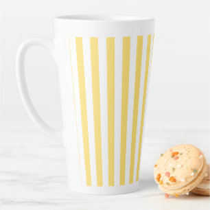 Taza De Café Latte Vintage Classic Yellow & White Stripes