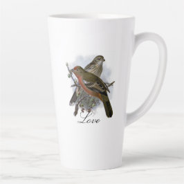 Taza De Café Latte Vintage Cute Blue Colorage Bird and Foliage