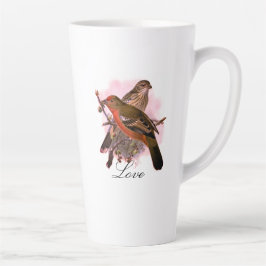 Taza De Café Latte Vintage Cute Colorous Bird and Foliage
