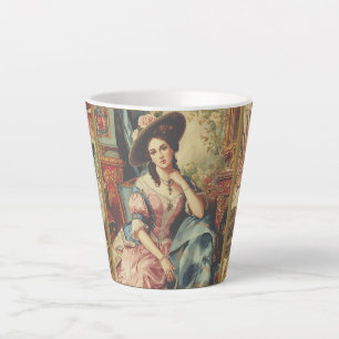 Taza De Café Latte Vintage, Hermosa noble del pasado, Clásico