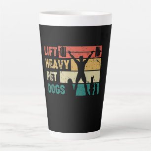 Taza De Café Latte Vintage Lift Heavy Mascota Perros Funny Fitness