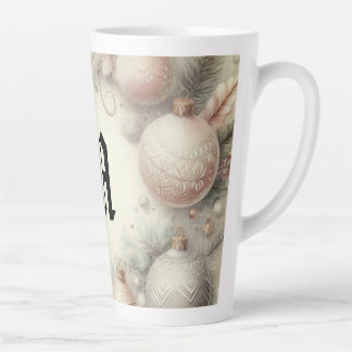 Taza De Café Latte Vintage Pastel Watercolor Ornamentos navideños