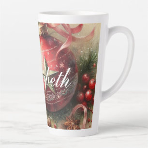 Taza De Café Latte Vintage Pastel Watercolor Ornamentos navideños