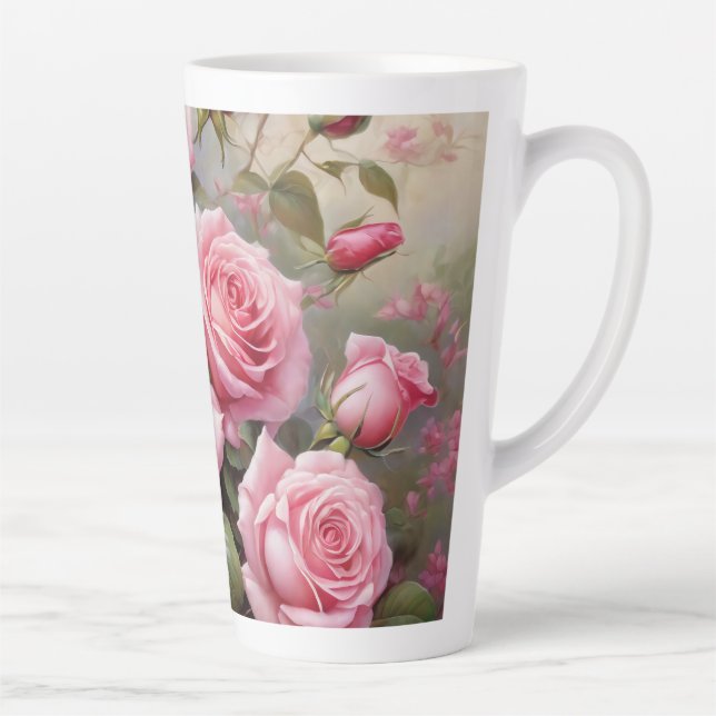 Taza De Café Latte Vintage Pink Roses (Derecha)
