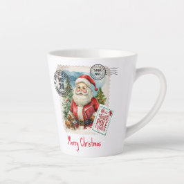 Taza De Café Latte Vintage Santa Claus Stamp Latte Mug