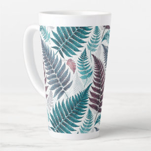 Taza De Café Latte Vintage-style botanical fern leaves