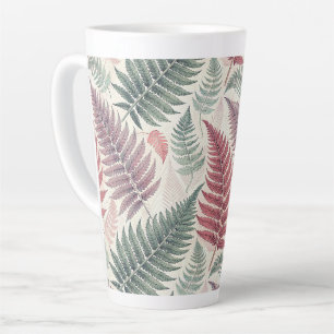 Taza De Café Latte Vintage-style botanical fern leaves