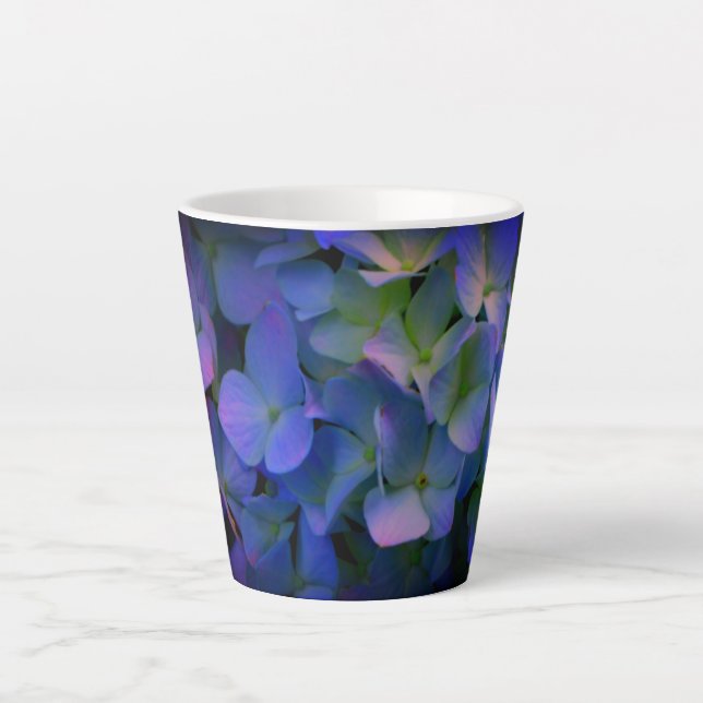 Taza De Café Latte Violeta púrpura rosa azul hidrangeas flor mamá (Anverso)