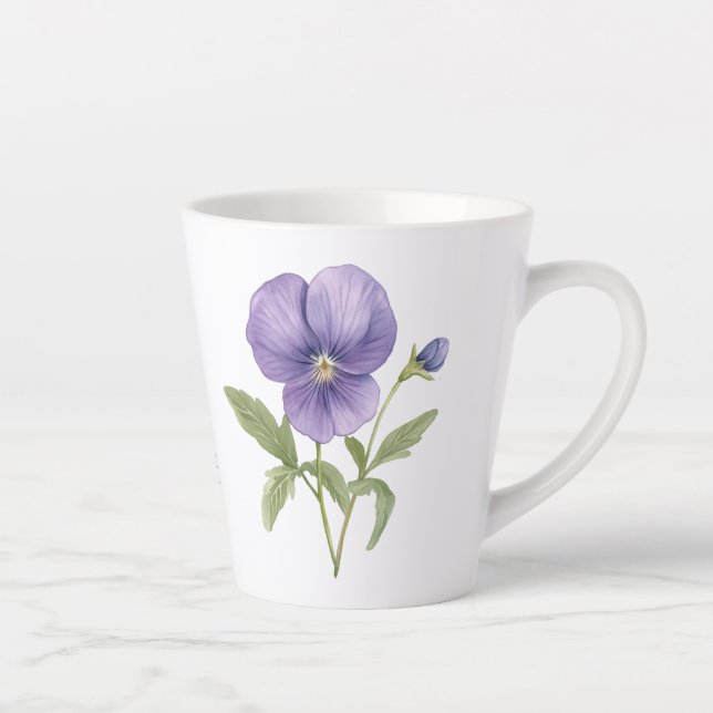 Taza De Café Latte Violets Flower Flower de febrero (Derecha)