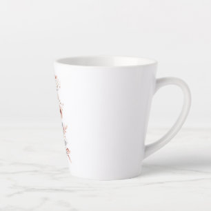 Taza De Café Latte Violín con flores.