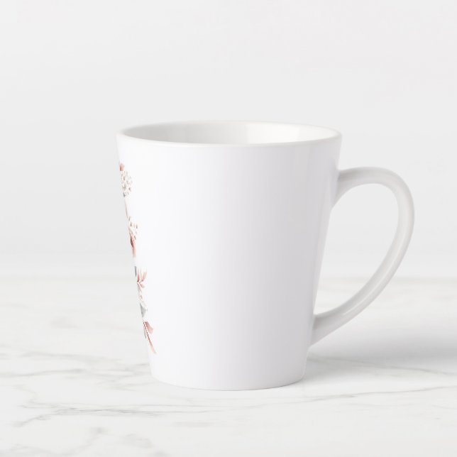 Taza De Café Latte Violín con flores. (Derecha)