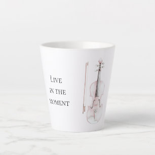 Taza De Café Latte Violin de Rubor Rosa