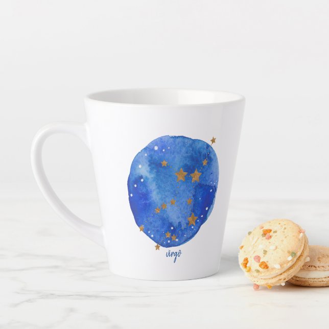 Taza De Café Latte Virgo Acuarela Noche Constelación del Cielo Zodiac (In situ)