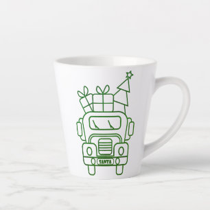Taza De Café Latte Vista frontal del camión de Navidades de esquema