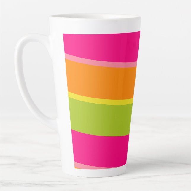 Taza De Café Latte Vivid, Cute Hot Pink, Green, Naranja y Yellow (Izquierda)