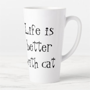 Taza De Café Latte Vivir es mejor con el gato