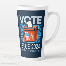 Taza De Café Latte Voto azul 2024 Votación Elección Presidente 17 oz