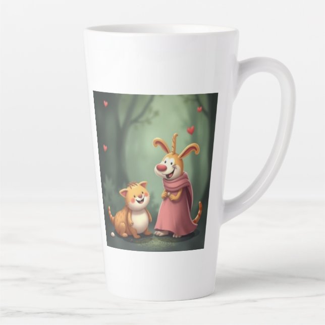 Taza De Café Latte „Waldfreunde voller Herz – Ein magisches Treffen“ (Derecha)