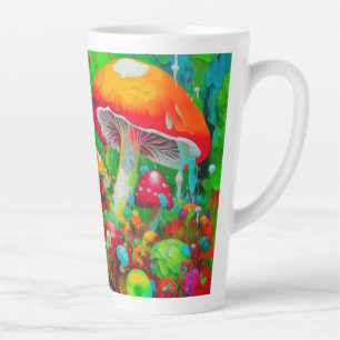 Taza De Café Latte Watercolor Abstract Mushrooms