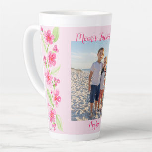 Taza De Café Latte Watercolor Cherry Blossom MOM Photo PERSONALIZE
