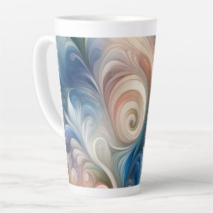 Taza De Café Latte Watercolor Fantasía Patrón romántico floral