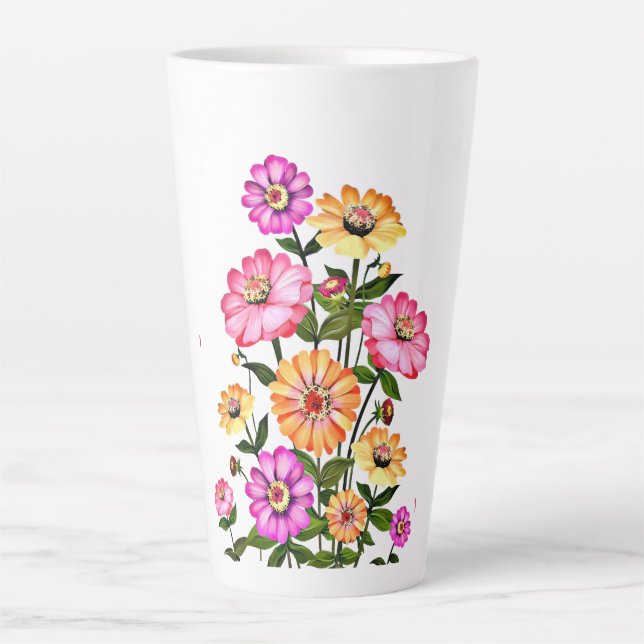 Taza De Café Latte Watercolor Flowers Design-34063 (Anverso)