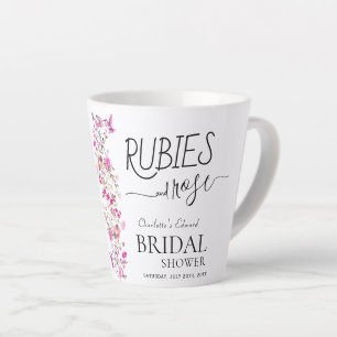 Taza De Café Latte Watercolor Girly Script Ruby Rosa ducha de novia