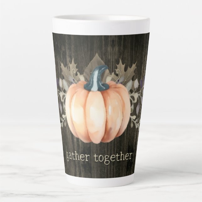 Taza De Café Latte Watercolor Pumpkin (Anverso)