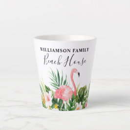 Taza De Café Latte Watercolor Tropical Floral Family Beach House