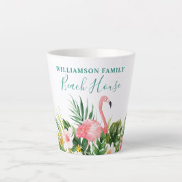 Taza De Café Latte Watercolor Tropical Floral Family Beach House Verd