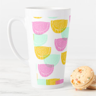 Taza De Café Latte Watercolor Watermelon Pink Green Yellow Pattern