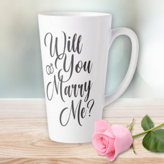 Taza De Café Latte Wedding Marriage Elegant Script Proposal 