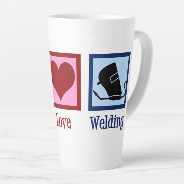 Taza De Café Latte Welder Company Peace Love Wellness Business (Ángulo derecho)