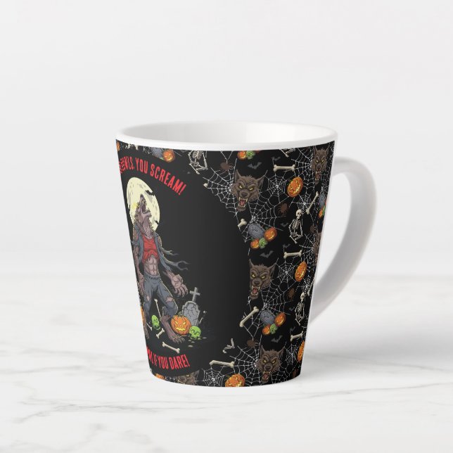 Taza De Café Latte 🐺 Werewolf Halloween Mug 🎃 💀 (Ángulo derecho)