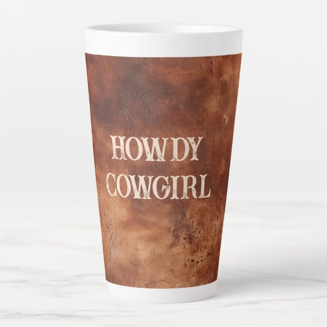 Taza De Café Latte Western Brown Howdy Cowboy Brown (Anverso)