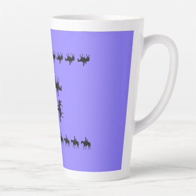 Taza De Café Latte Western Periwinkle - Horseback Silhouettes (Derecha)