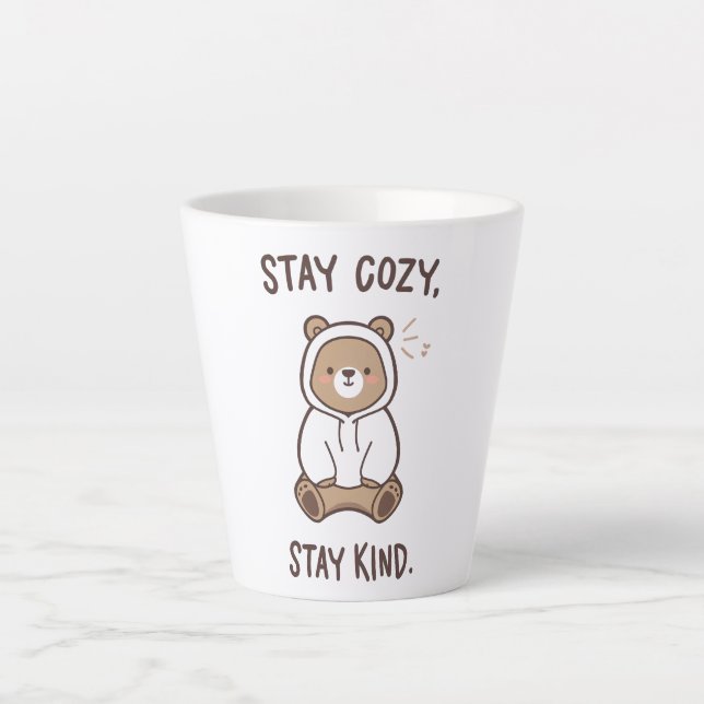 Taza De Café Latte Whimsical Bear with Positive Kindness Quote (Anverso)