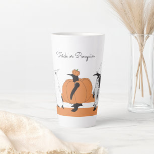 Taza De Café Latte Whimsical Calabaza Pingüino Funny Halloween