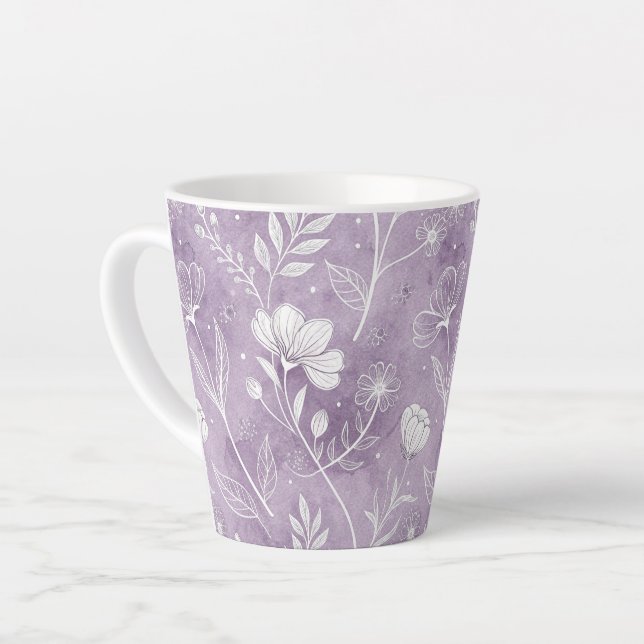 Taza De Café Latte Whimsical Floral Latte Mug (Ángulo izquierdo)
