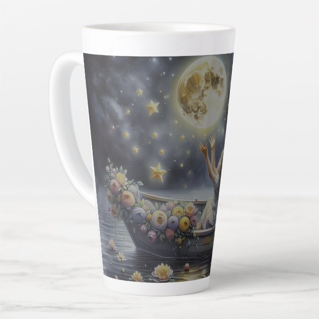 Taza De Café Latte Whimsical Girl Moon Dream Fantasy Scene (Ángulo izquierdo)