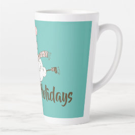 Taza De Café Latte Whimsical Ice Sking Snowman Personalizable