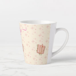 Taza De Café Latte Whimsical Pink Book & Stars 