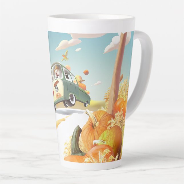 Taza De Café Latte Whimsical Pumpkin Ride (Ángulo derecho)