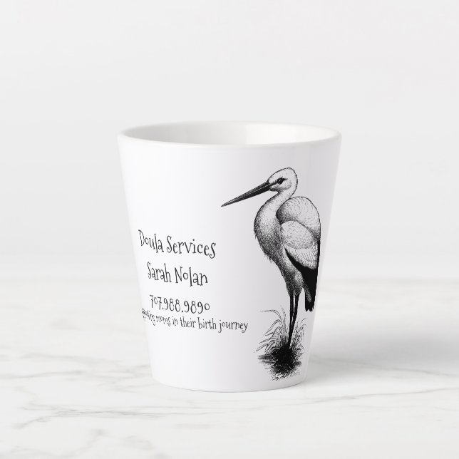 Taza De Café Latte Whimsical Stork Doula Promocional (Anverso)