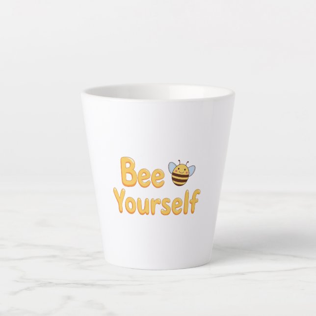 Taza De Café Latte Whimsical Yellow Bumblebee and Quote (Anverso)