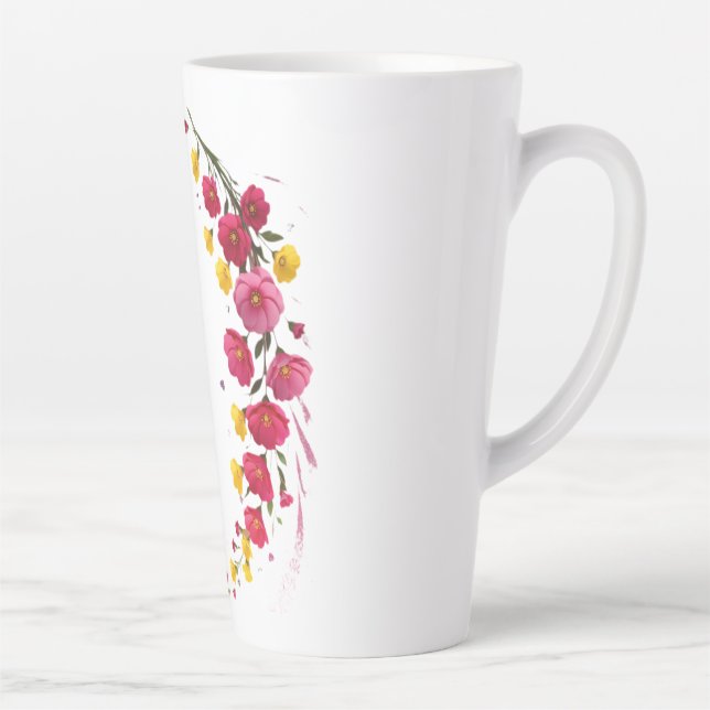 Taza De Café Latte Whispers of Bloom Midnight Garden Petals in the Da (Derecha)