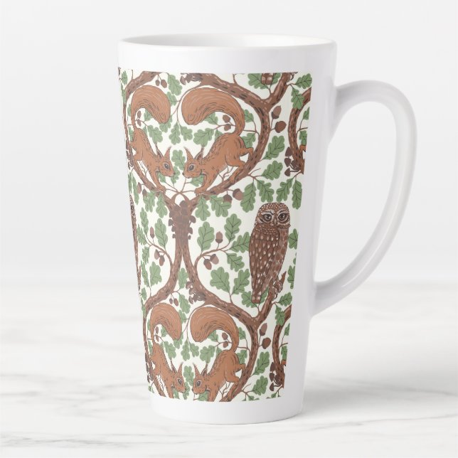 Taza De Café Latte Whispers/Owls y Squirrels en roble/mo (Derecha)