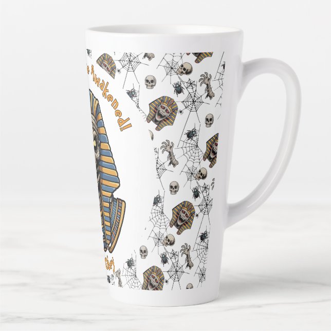 Taza De Café Latte 🤍 White Pharaoh Mummy Mug 🎃 ☕ 👑 (Derecha)