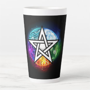 Taza De Café Latte Wiccan pentagram