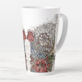 Taza De Café Latte William Morris floral elegante ilustracion floral